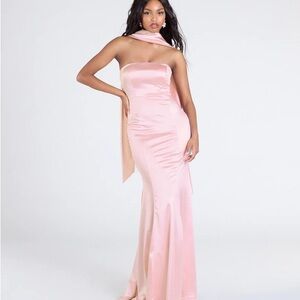 Elegant Pink Satin Evening Gown